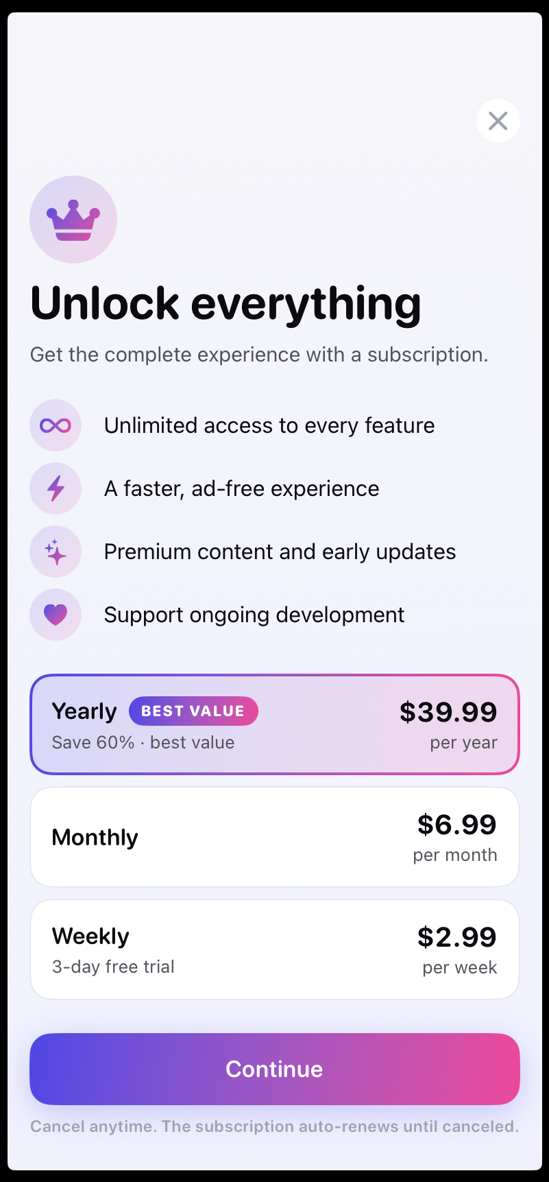 Slim Log — paywall / subscription